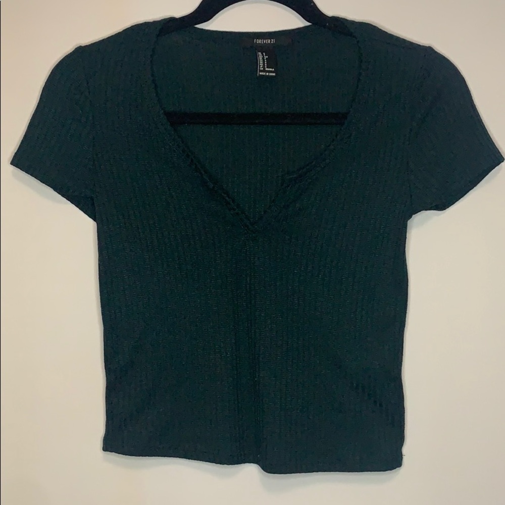 Ribbed Crop Top - Forest Green